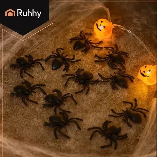 10x Halloween Spinnen Deko Schwarz 3cm Kunststoff Gruseldeko Horror Party