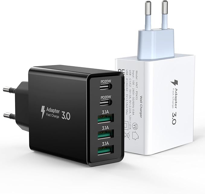 50W 5-Port USB Ladegerät Schnellladegerät USB-C USB-A Netzteil Universal Adapter