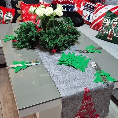 12x Filz Bestecktaschen Weihnachten 🌲 Besteckhalter Tischdeko Wichtel Set