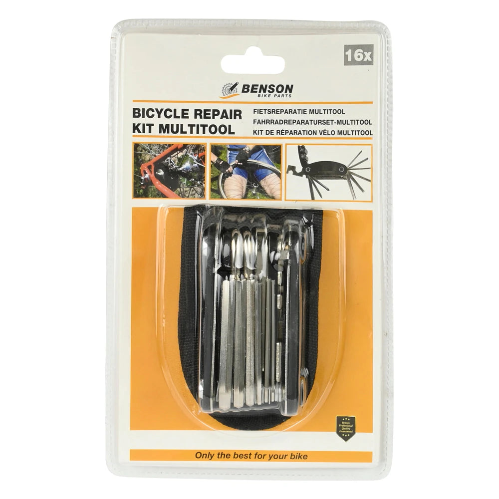 16in1 Fahrrad Multitool Reparaturset – Fahrrad Werkzeug mit Inbus, Schraubenschlüssel und Schraubendrehern