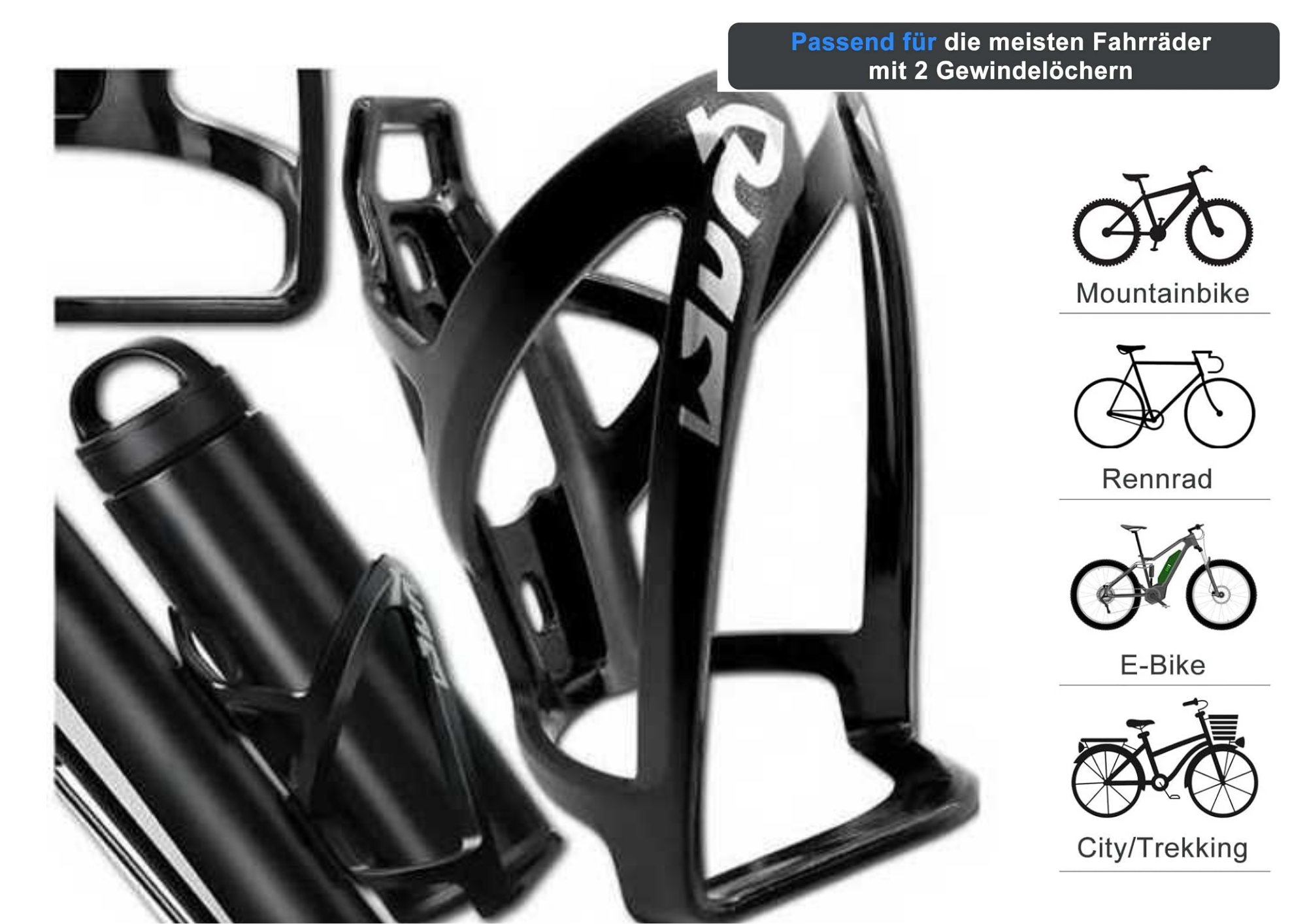 Universeller Fahrrad Flaschenhalter – Leichter & Stabiler Getränkehalter für MTB, Rennrad & Citybike