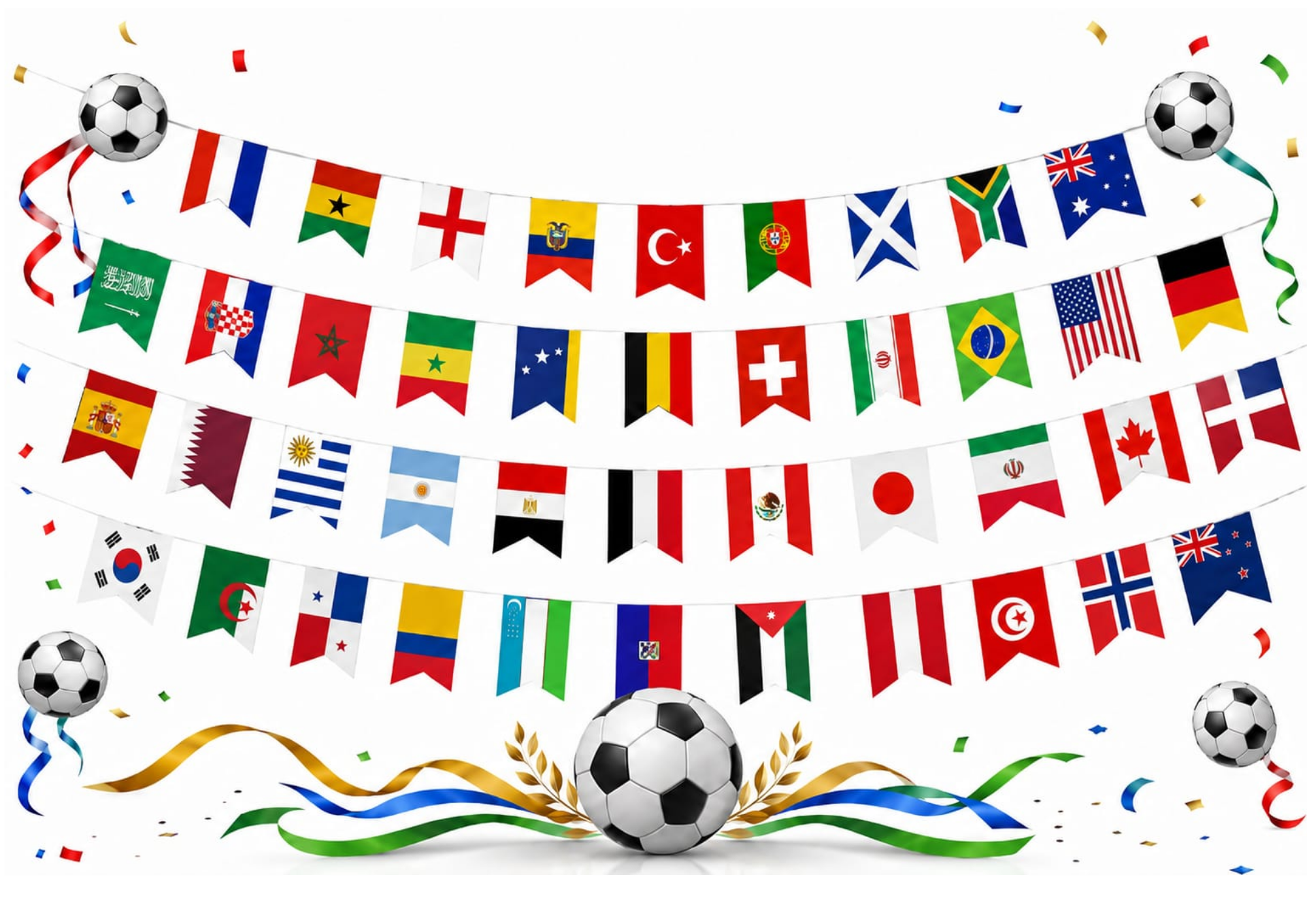 Fahnengirlande Länderflaggen Girlande 13m 48 Nationen WM EM Party Deko
