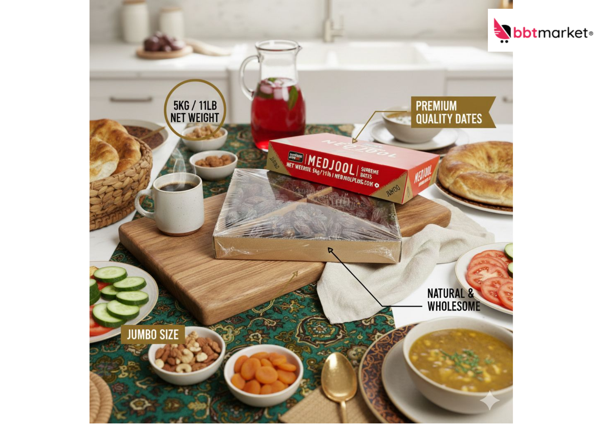 Medjoul Datteln (XLarge) 5kg, Medjool Dates, Hurma, Trocken und Lecker