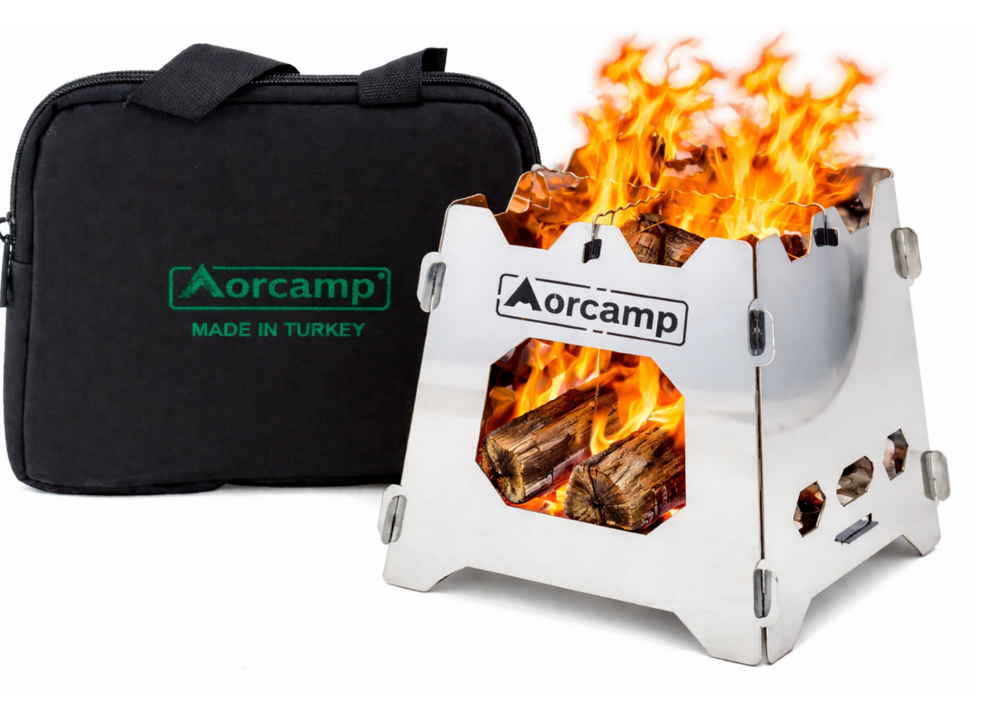 Tragbarer Edelstahl Campingkocher – Faltbarer Holzofen für Outdoor & Wandern