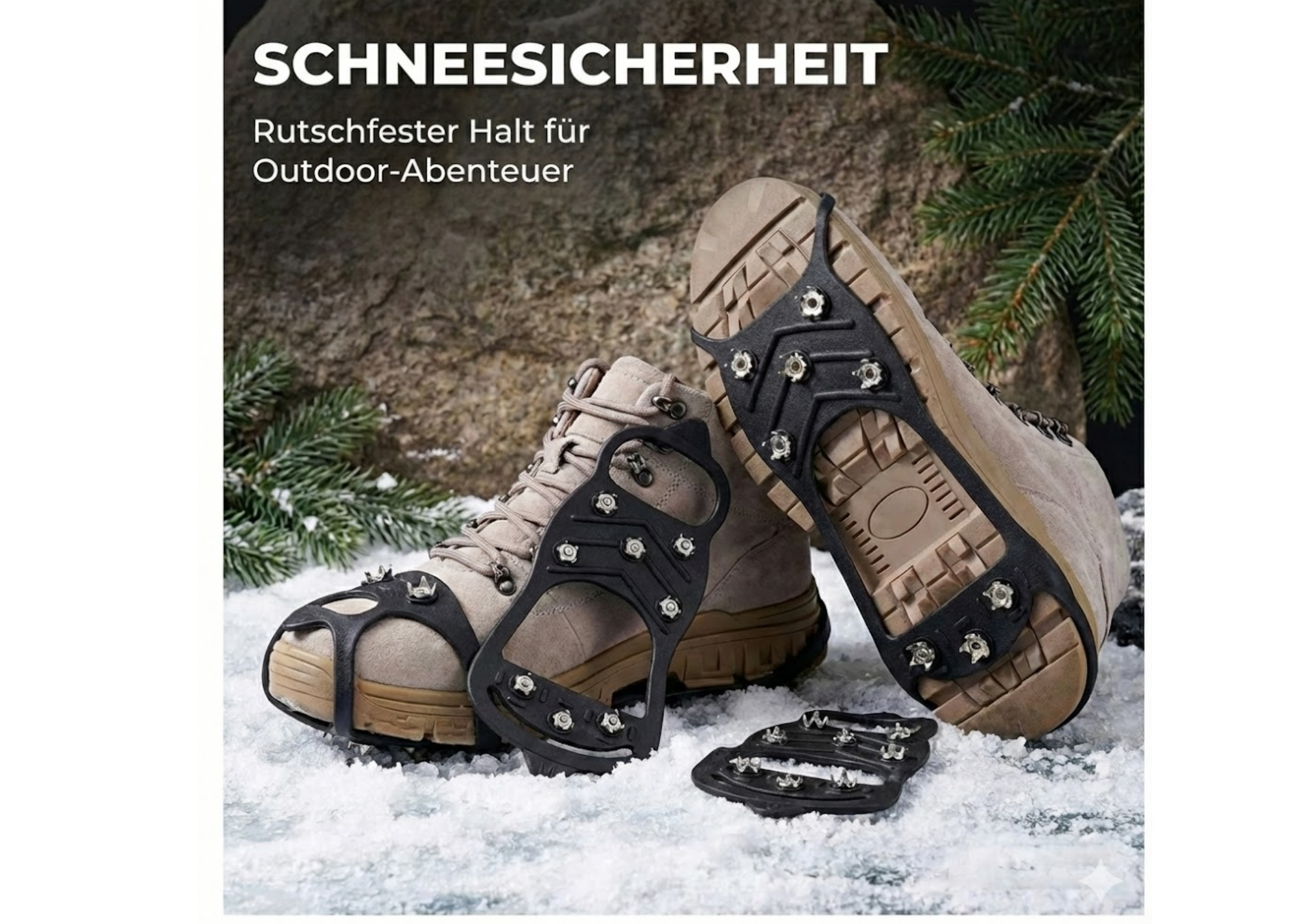 Rutschfeste Schuhüberzüge mit Spikes – 8 Edelstahlzähne Anti-Rutsch Ice Grips für Winter & Schnee, Größe L (40–46)