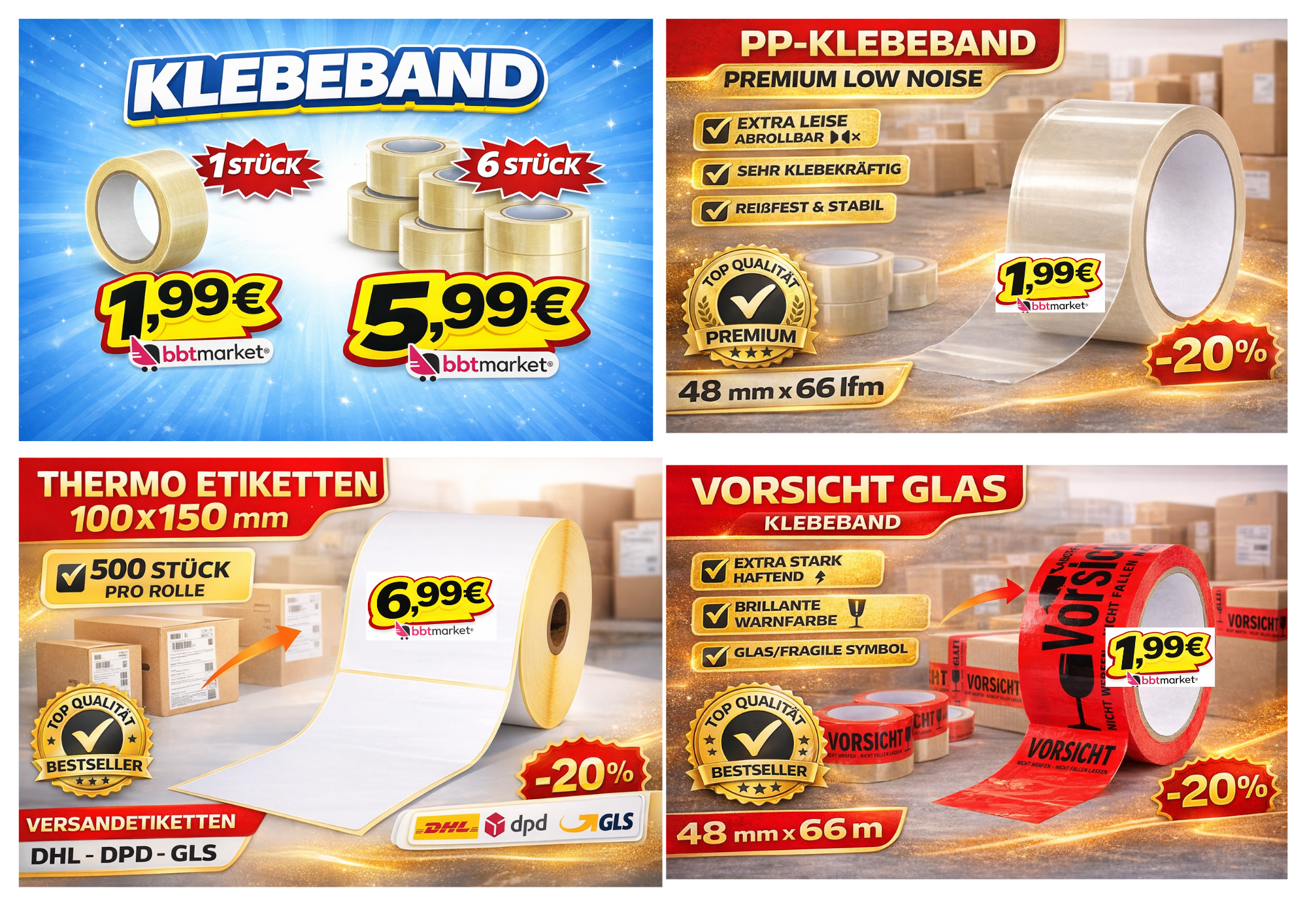 Thermo Etiketten 100x150 mm 500 Stück Rolle Versandetiketten DHL - DPD - GLS