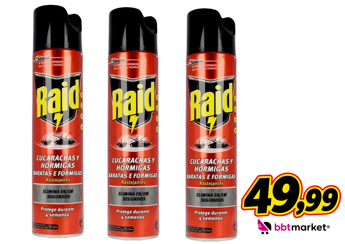 3 x Raid Insektenspray Sofortwirkung gegen kriechende Schädlinge & Ung