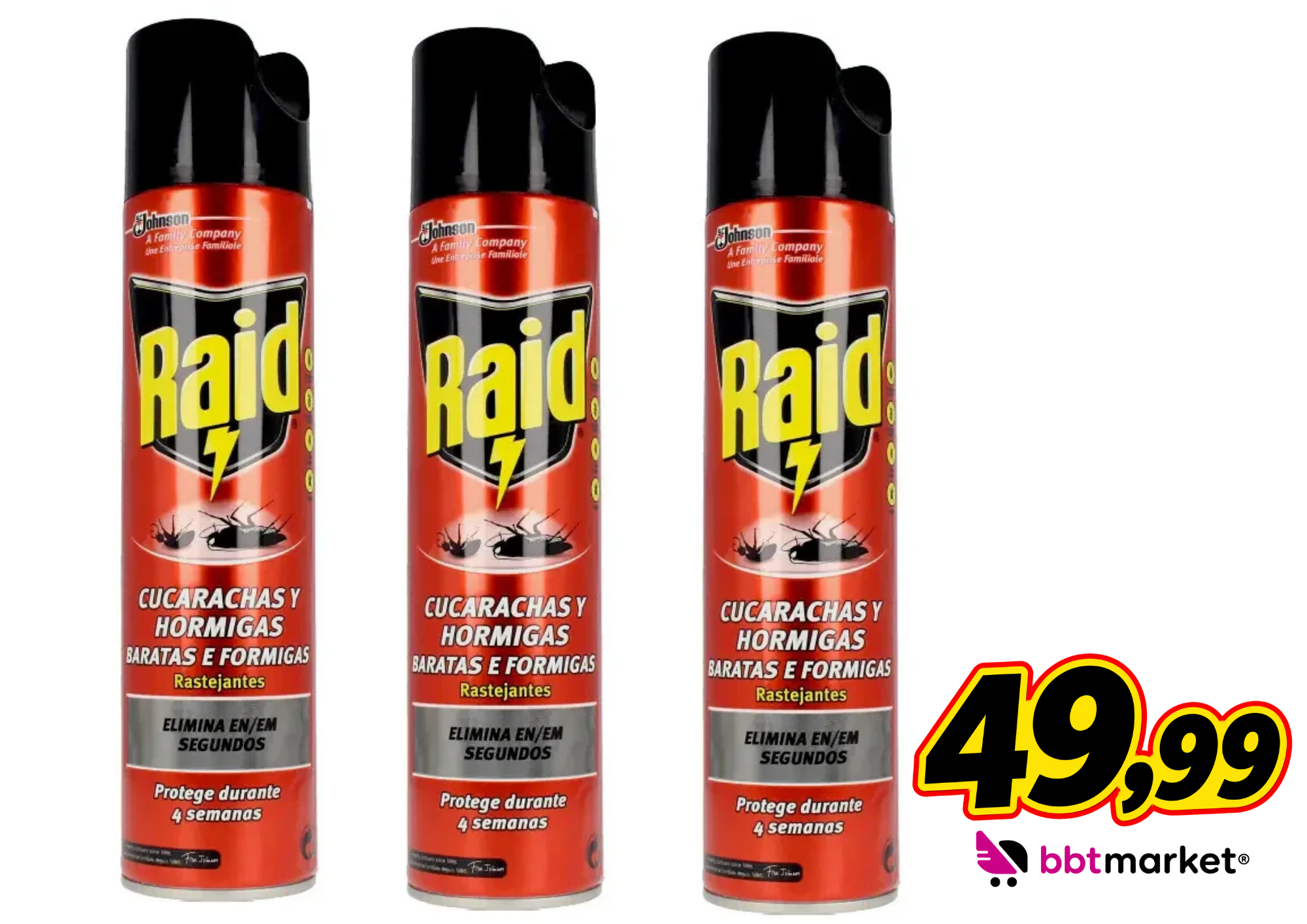 3 x Raid Insektenspray Sofortwirkung gegen kriechende Schädlinge & Ungeziefer 400ml