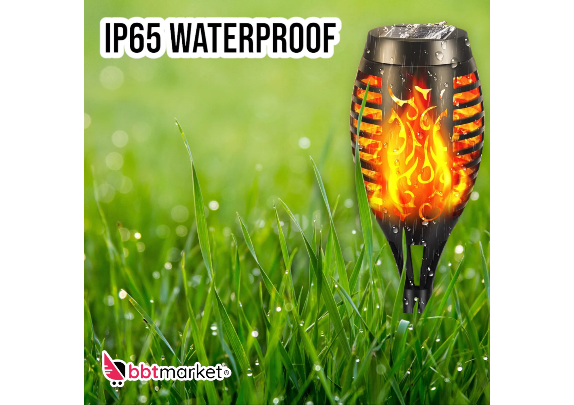 Solar Fackel LED Gartenleuchte mit Flammeneffekt warmweiß für Außen