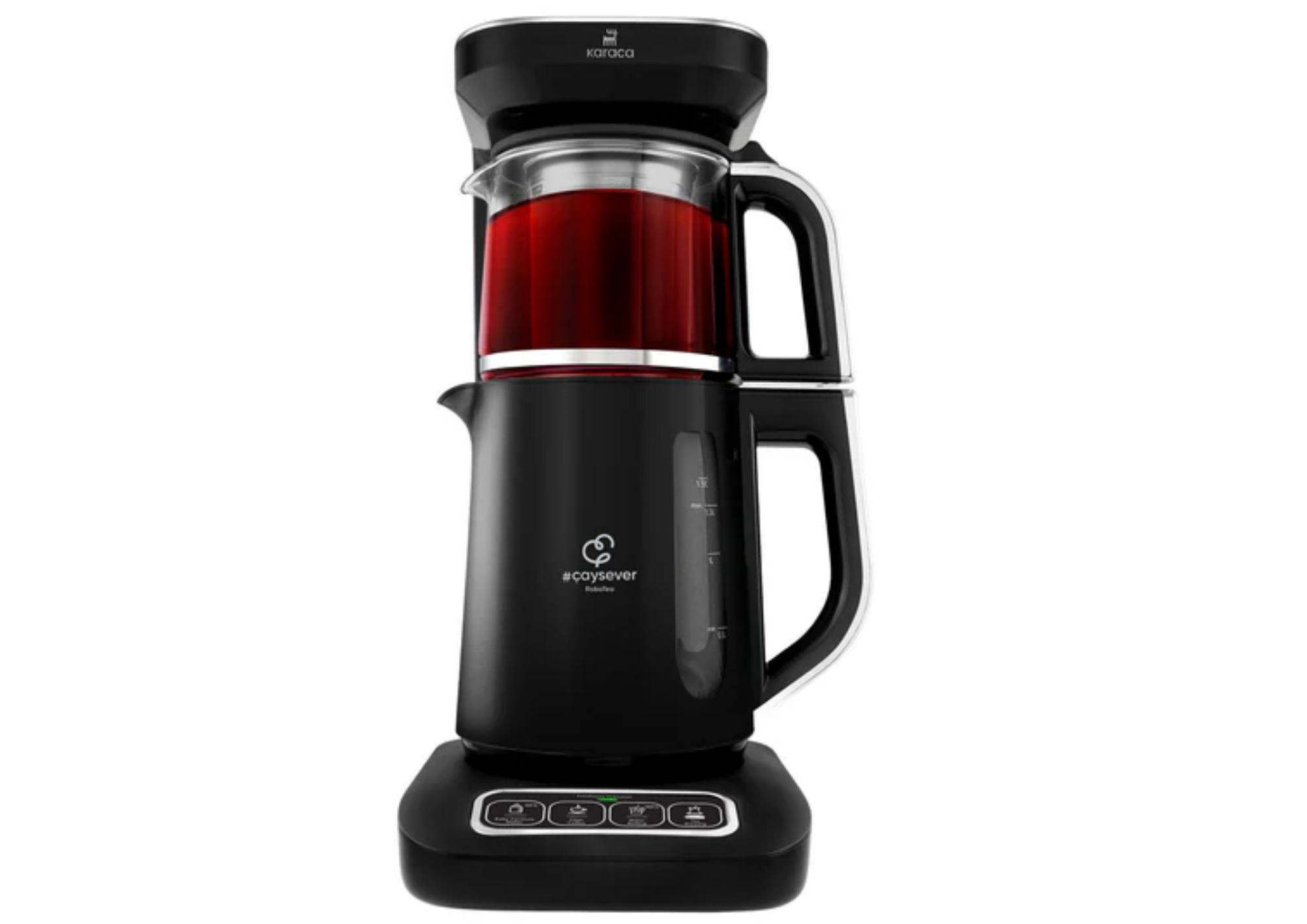 Karaca Caysever Robotea Pro 4in1 Teekocher Wasserkocher Filterkaffee 2500W Schwarz Chrom