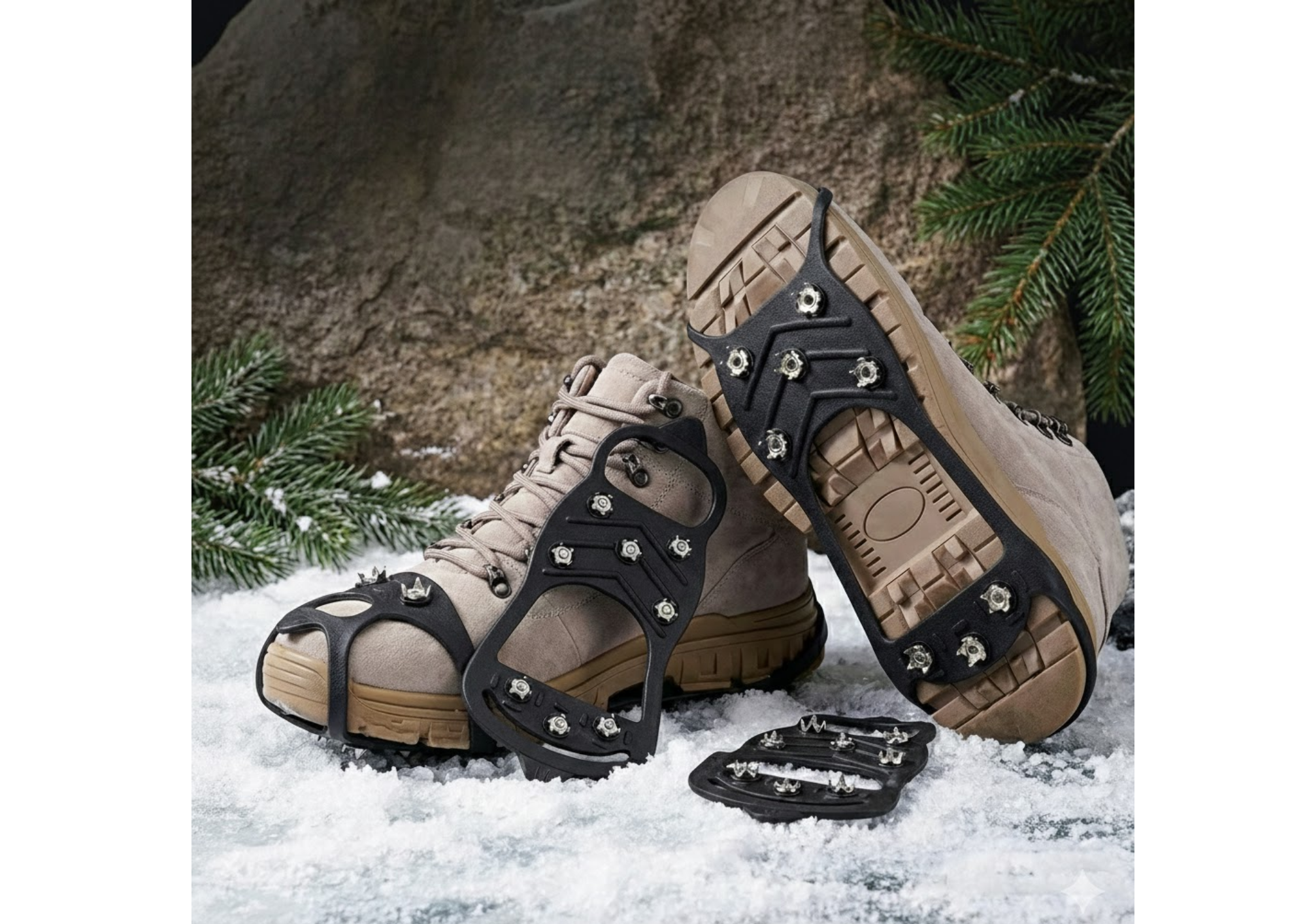 Rutschfeste Schuhüberzüge mit Spikes – 8 Edelstahlzähne Anti-Rutsch Ice Grips für Winter & Schnee, Größe L (40–46)