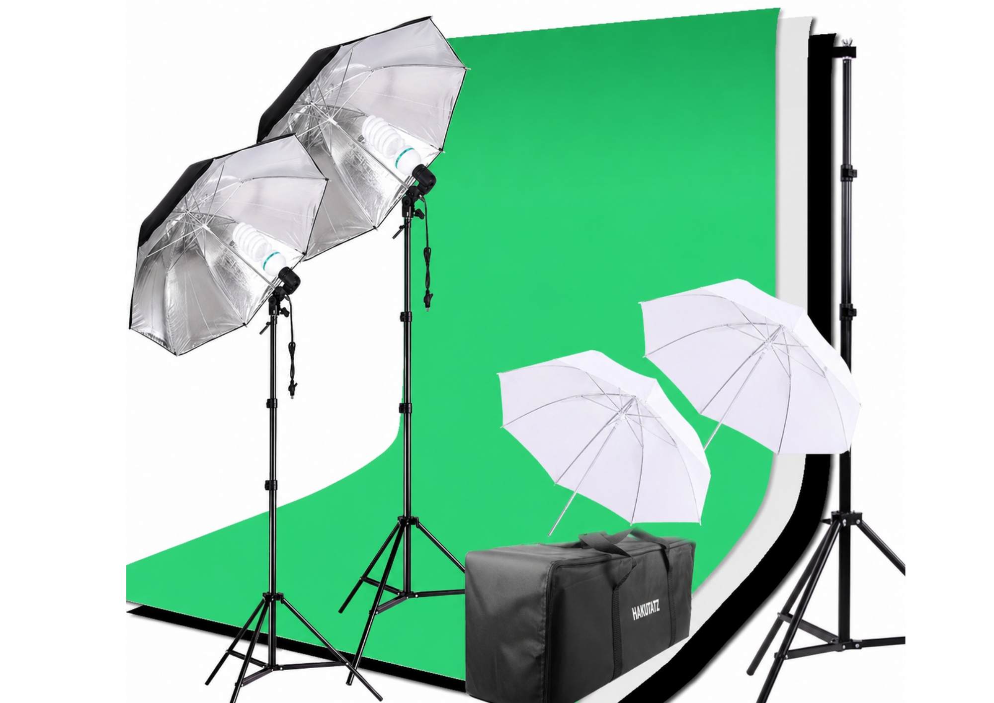 Fotostudio Set Greenscreen 2x3m Hintergrundsystem mit LED Licht
