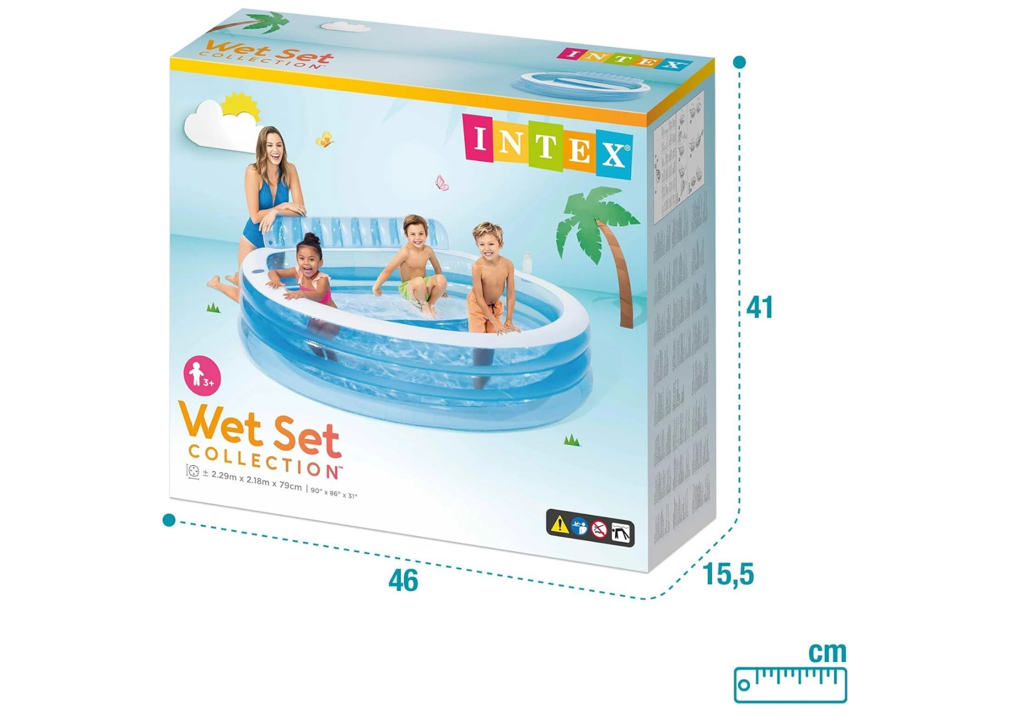Intex Familienpool Lounge 229x218x79cm Aufblasbarer Pool mit Rückenlehne