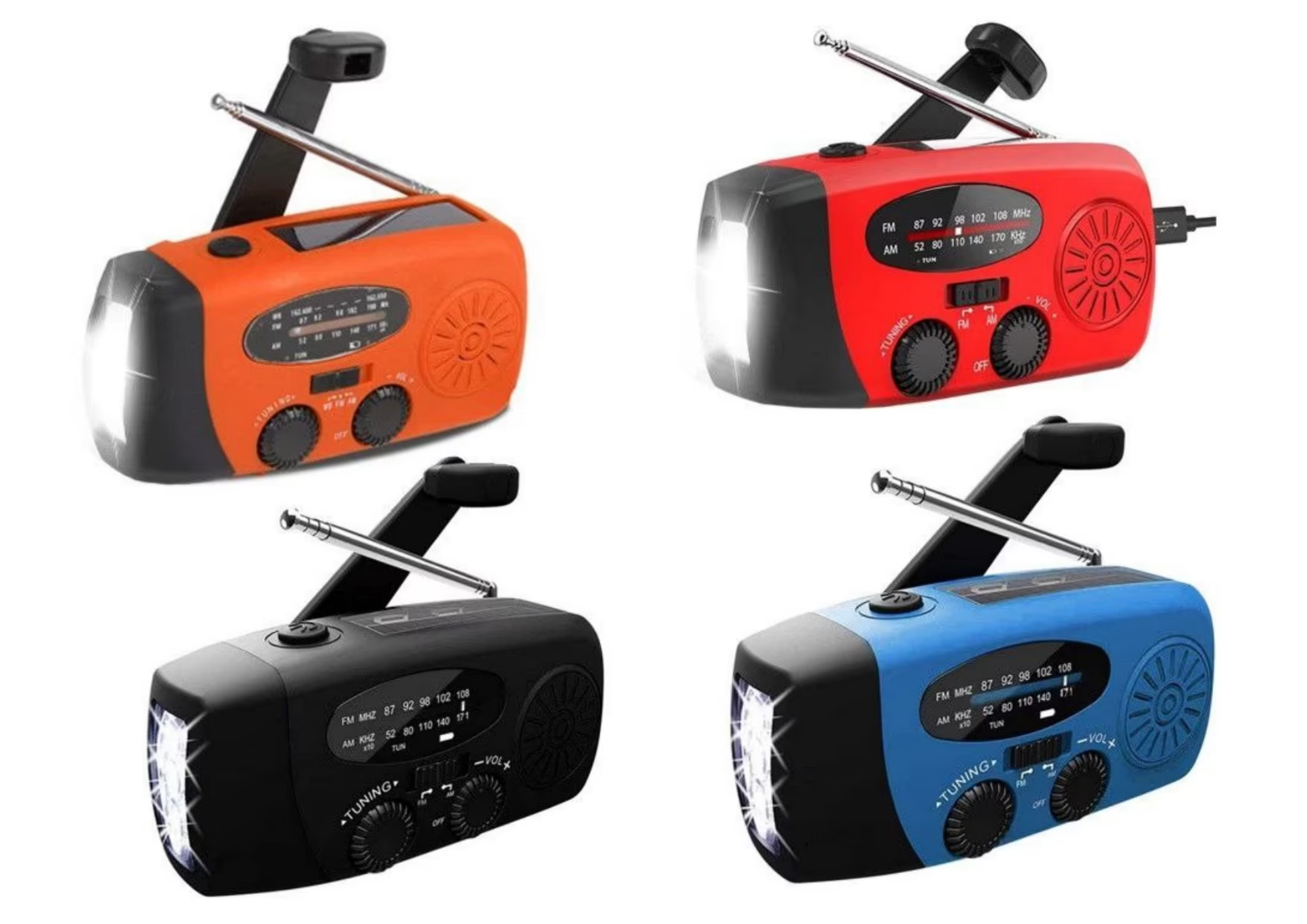 Multifunktionales Notfallradio mit Kurbel, Solar, LED Taschenlampe & Powerbank – Ideal für Camping & Notfälle