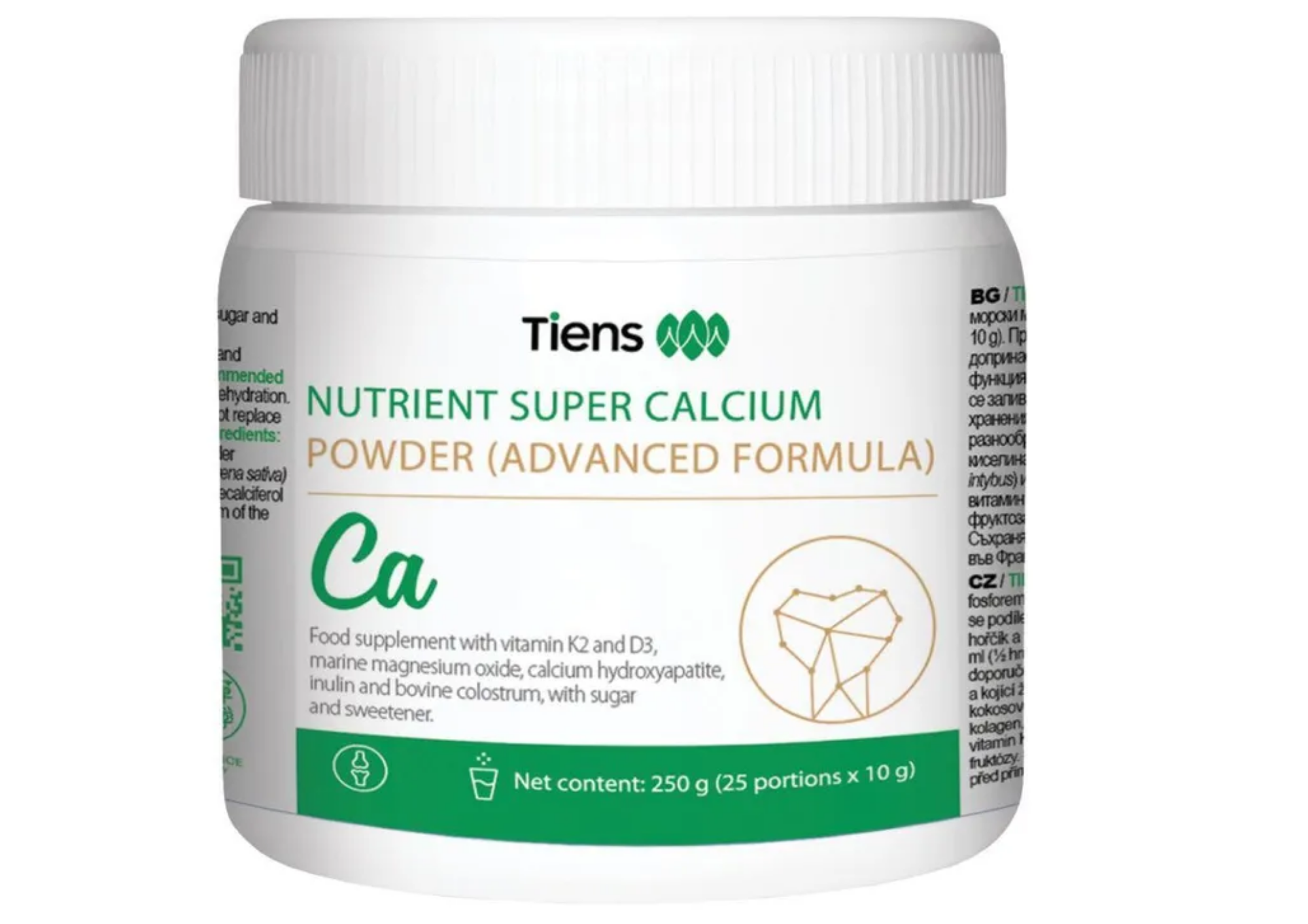 TIENS Calcium Pulver Plus 250g – Nahrungsergänzung mit Calcium, Magnesium, Vitamin K2, Vitamin D3 und Inulin