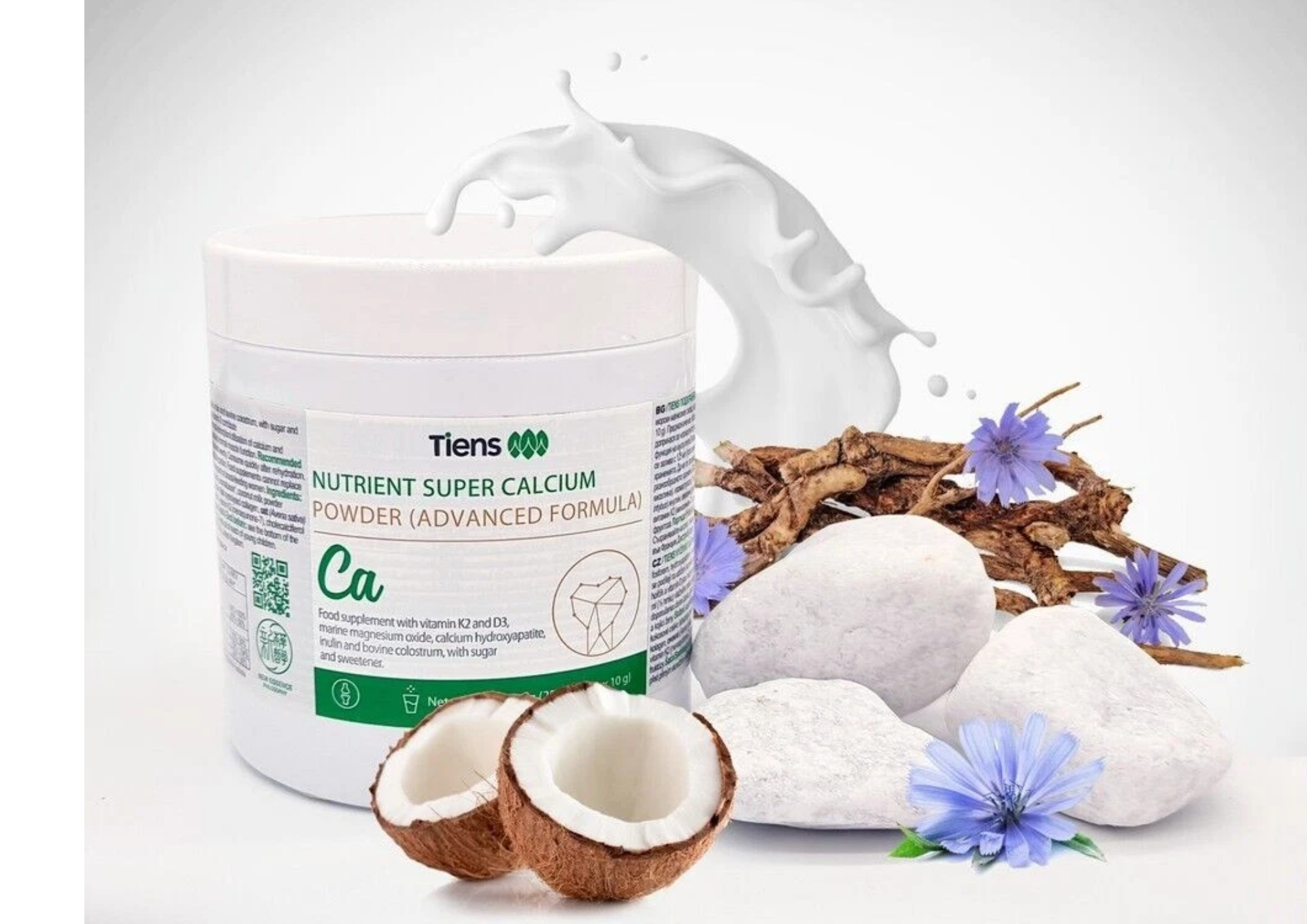 TIENS Calcium Pulver Plus 250g – Nahrungsergänzung mit Calcium, Magnesium, Vitamin K2, Vitamin D3 und Inulin