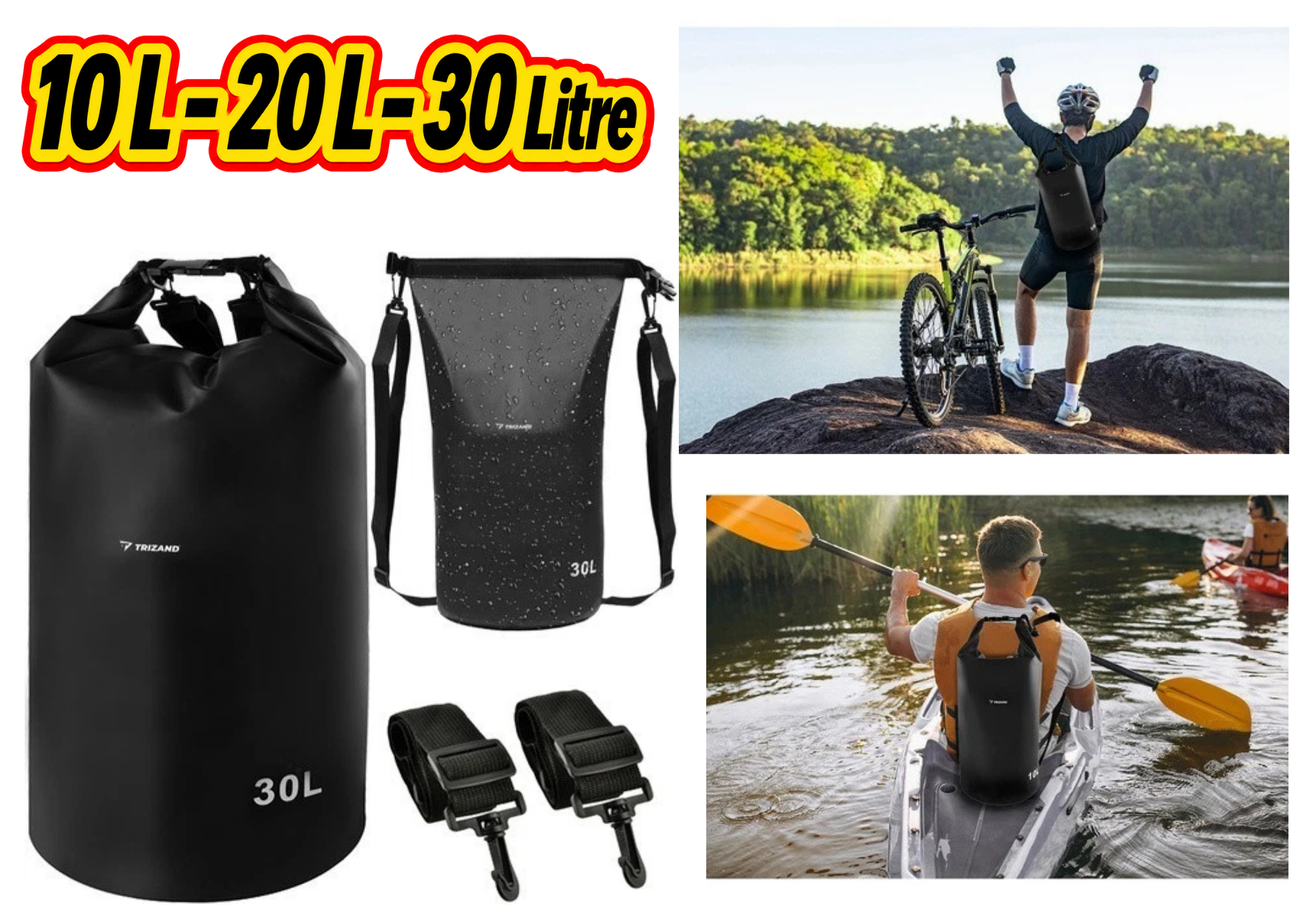 Wasserdichte Dry Bag Tasche 10L 20L 30L – Outdoor Packsack für Kajak, Camping, Wandern, Boot und Reisen