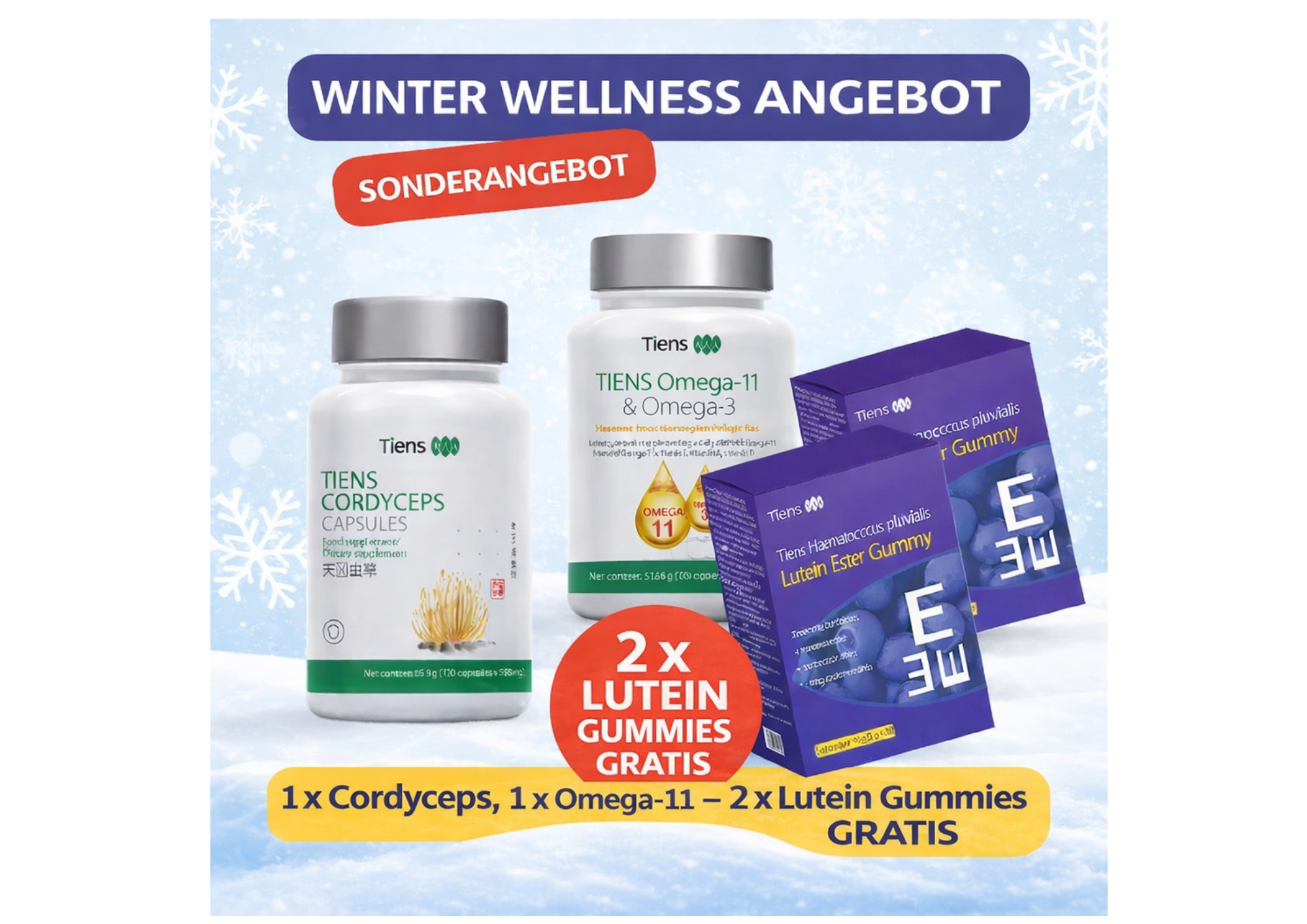Winter Wellness Paket: Cordyceps Kapsül, Omega 11 & 2x Lutein Gummies Gratis