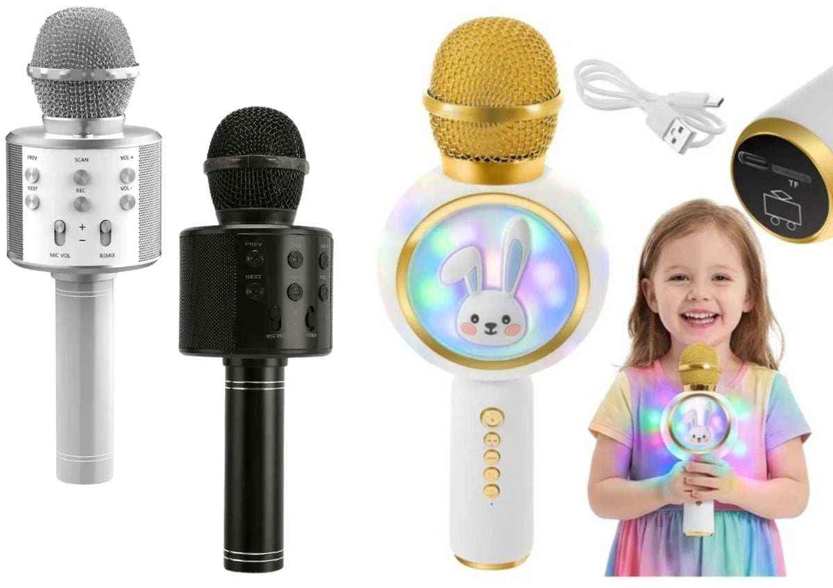 Bluetooth Karaoke Mikrofon Lautsprecher Akku Echo Stimmeffekte Party Geschenk