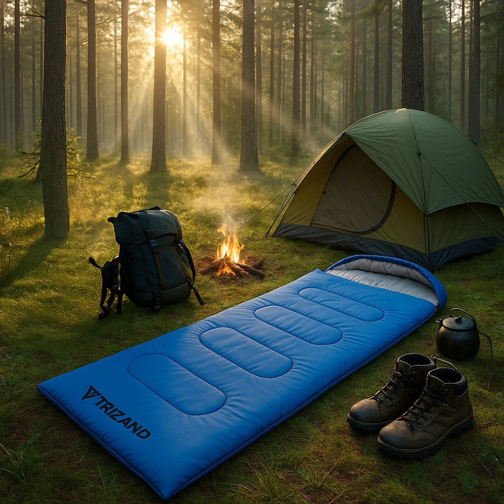 2in1 Schlafsack mit Kapuze 200 x 75 cm – leichter Mumienschlafsack & Decke für Camping, Trekking und Reisen