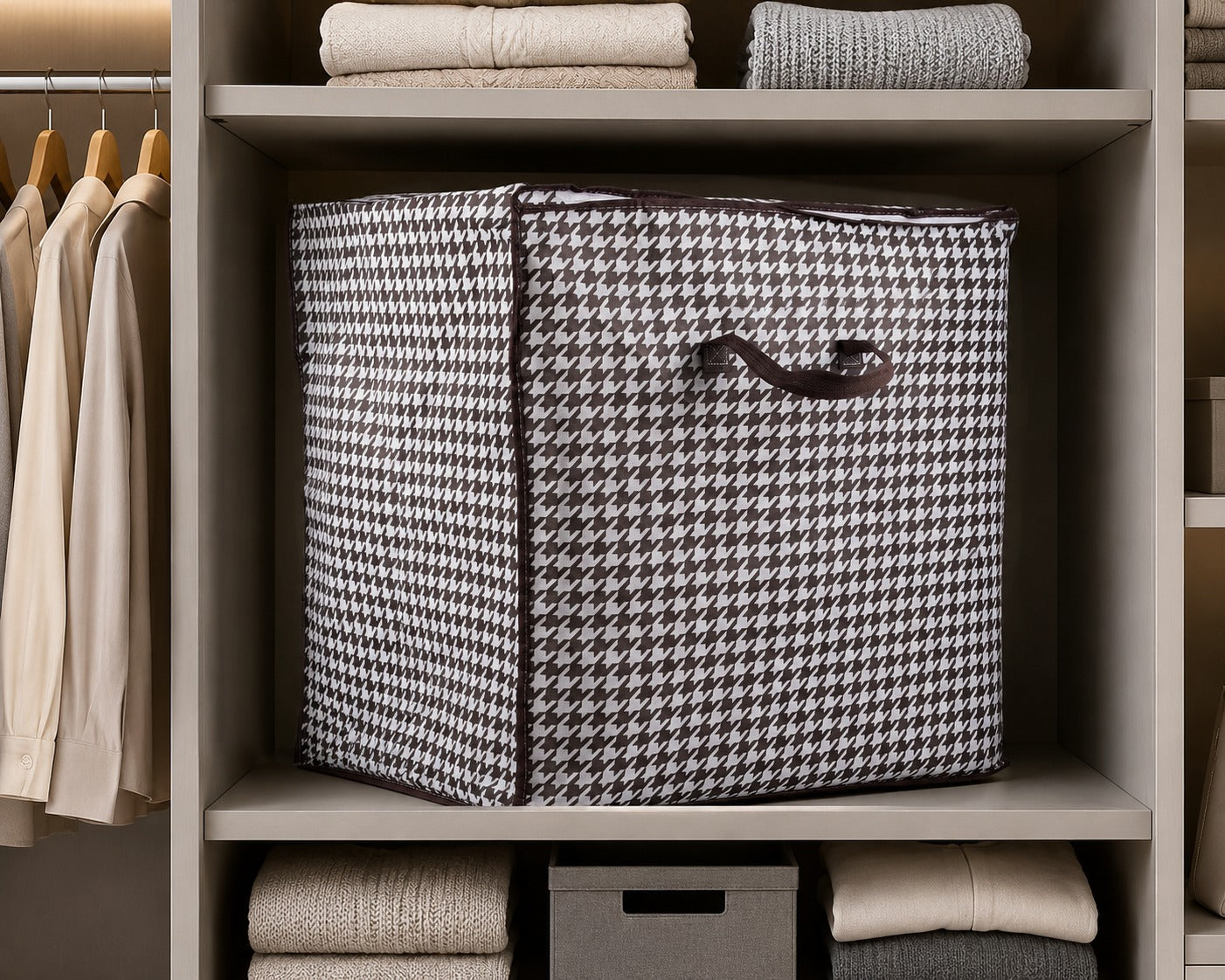 Kleiderschrank Organizer 180L faltbar – Stoff Aufbewahrungsbox in Leinenoptik