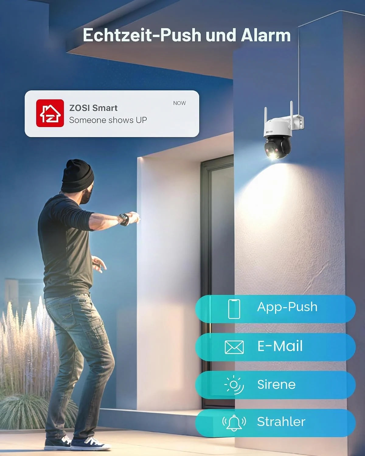 2MP WLAN Überwachungskamera für Außen – 360° Pan/Tilt, Nachtsicht, Bewegungsverfolgung & 2-Wege-Audio