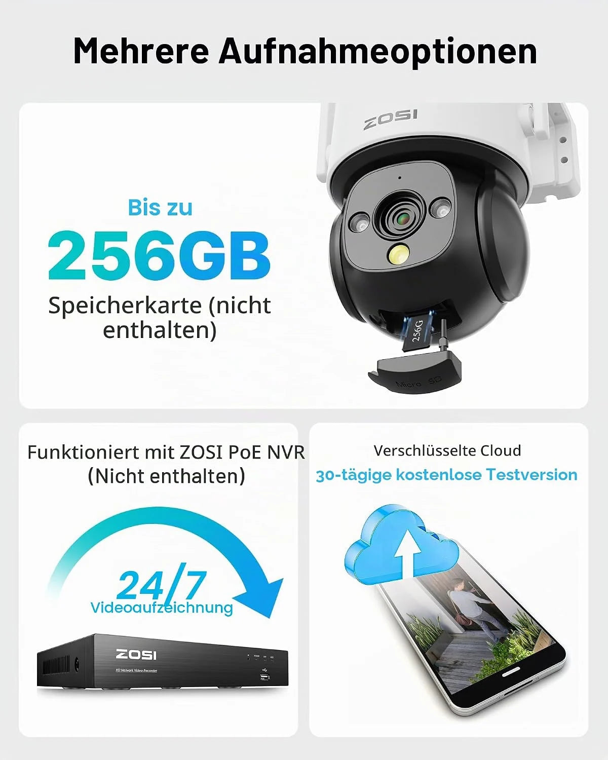2MP WLAN Überwachungskamera für Außen – 360° Pan/Tilt, Nachtsicht, Bewegungsverfolgung & 2-Wege-Audio