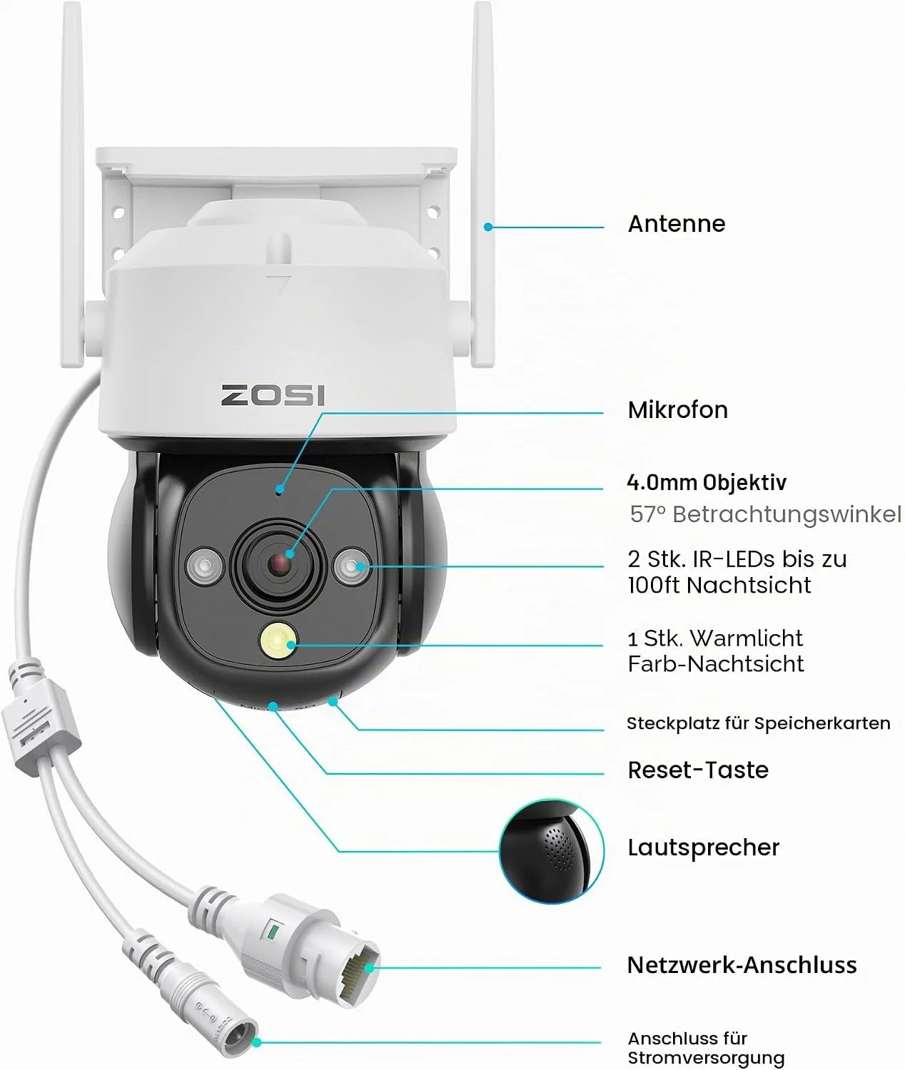 2MP WLAN Überwachungskamera für Außen – 360° Pan/Tilt, Nachtsicht, Bewegungsverfolgung & 2-Wege-Audio
