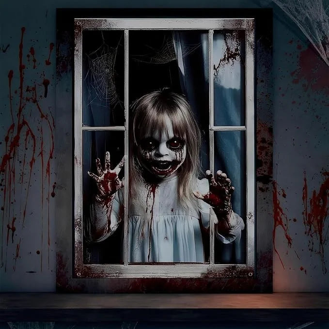 2x Halloween Fensterdeko 80x120cm Horror Fensterbild Gruseldeko Fenster Party