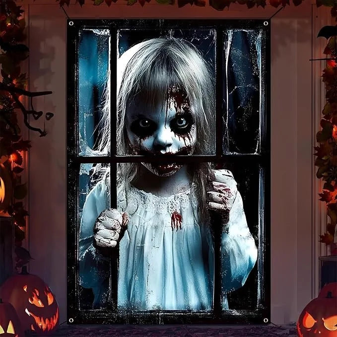 2x Halloween Fensterdeko 80x120cm Horror Fensterbild Gruseldeko Fenster Party