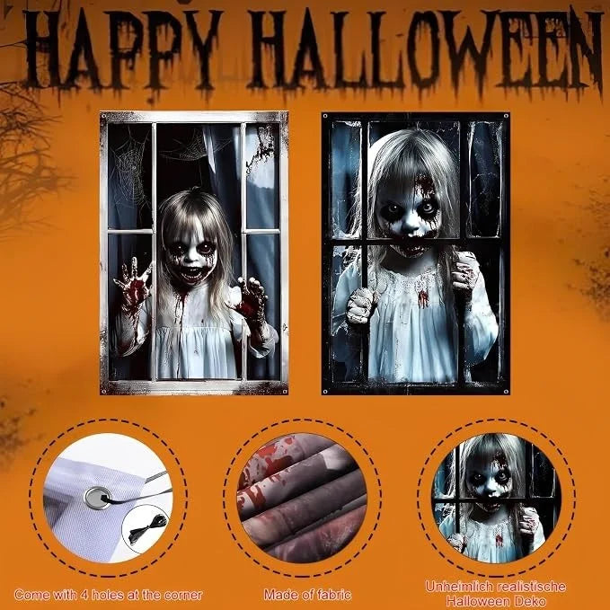 2x Halloween Fensterdeko 80x120cm Horror Fensterbild Gruseldeko Fenster Party