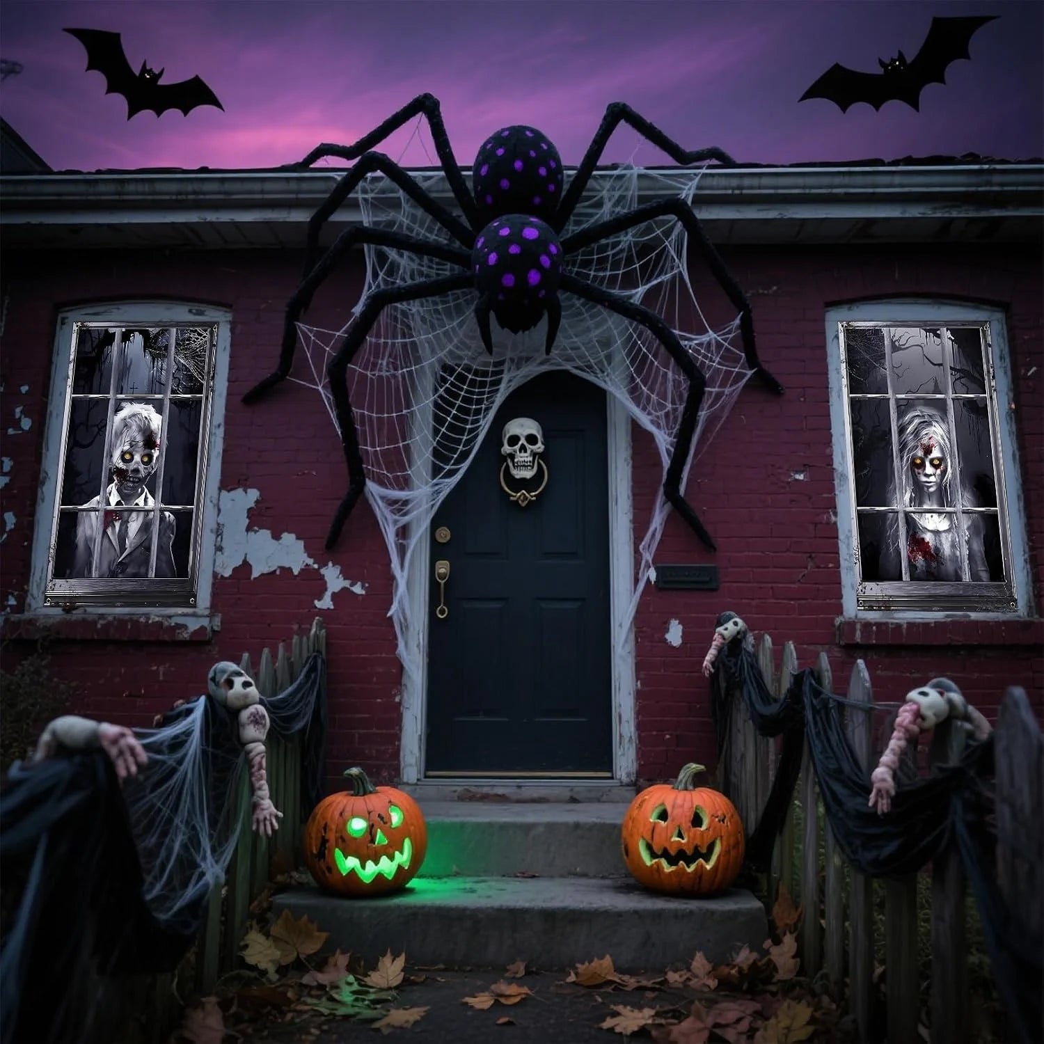2x Halloween Fensterdeko 80x120cm Horror Fensterbild Gruseldeko Türdeko Wanddeko