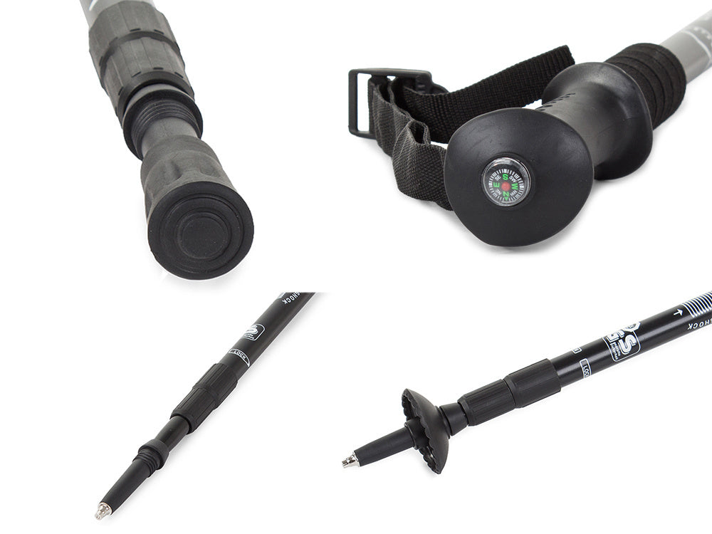 2x Nordic Walking Stöcke Teleskop 64-135 cm – Alu Antischock mit Korkgriff