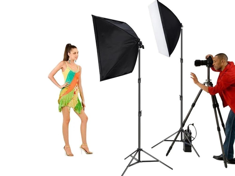 2x Softbox Fotolampen Set mit 50x70cm Softbox Studioleuchte 800W inkl Stative für Foto Video Livestream