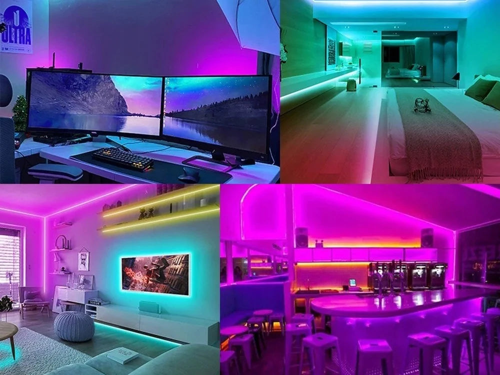 3m LED Strip RGB Bluetooth App Fernbedienung Musikmodus Selbstklebend Lichtband