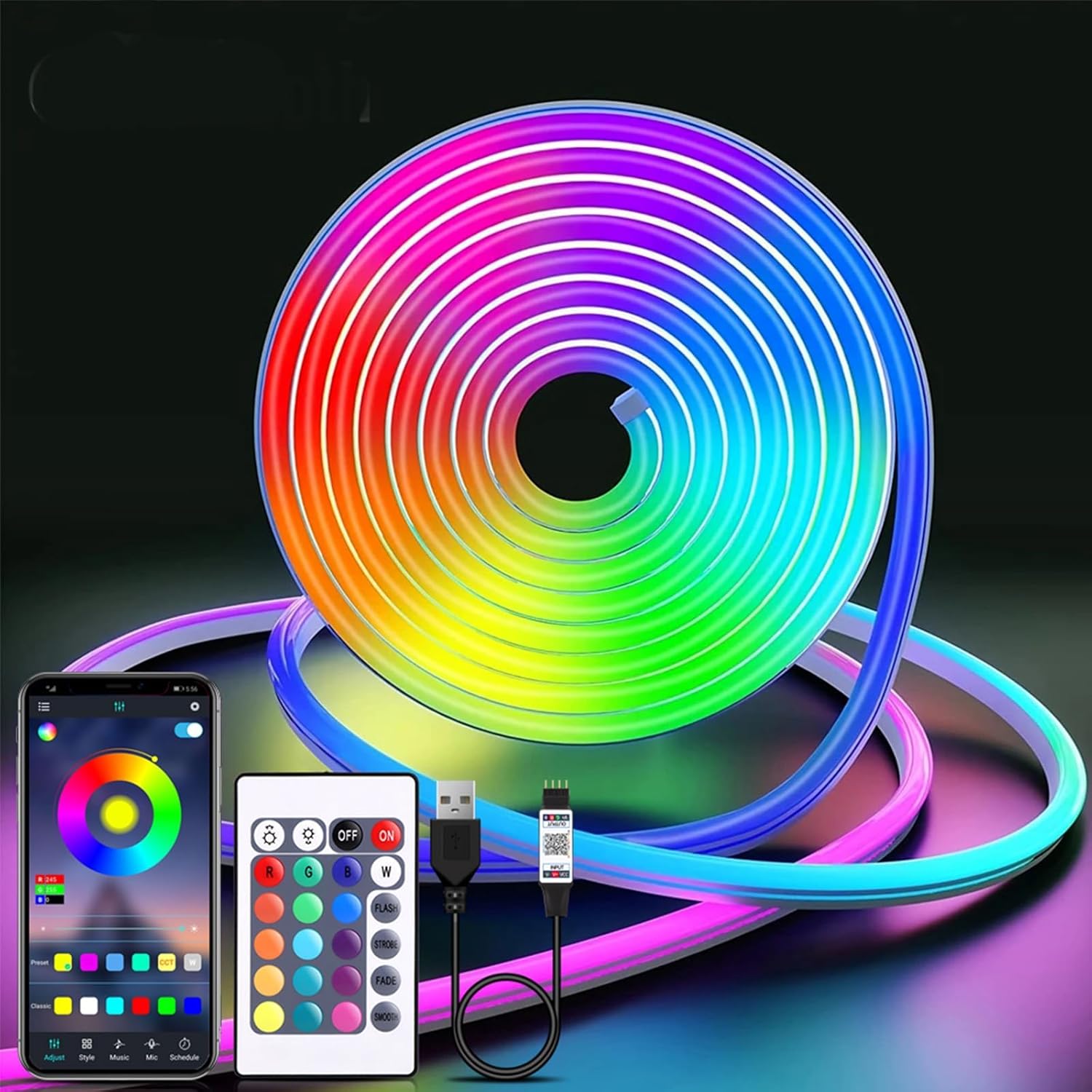 3-30M Neon LED Strip Streifen RGB Flex Schlauch diffus Lichtband Dimmbar mit APP