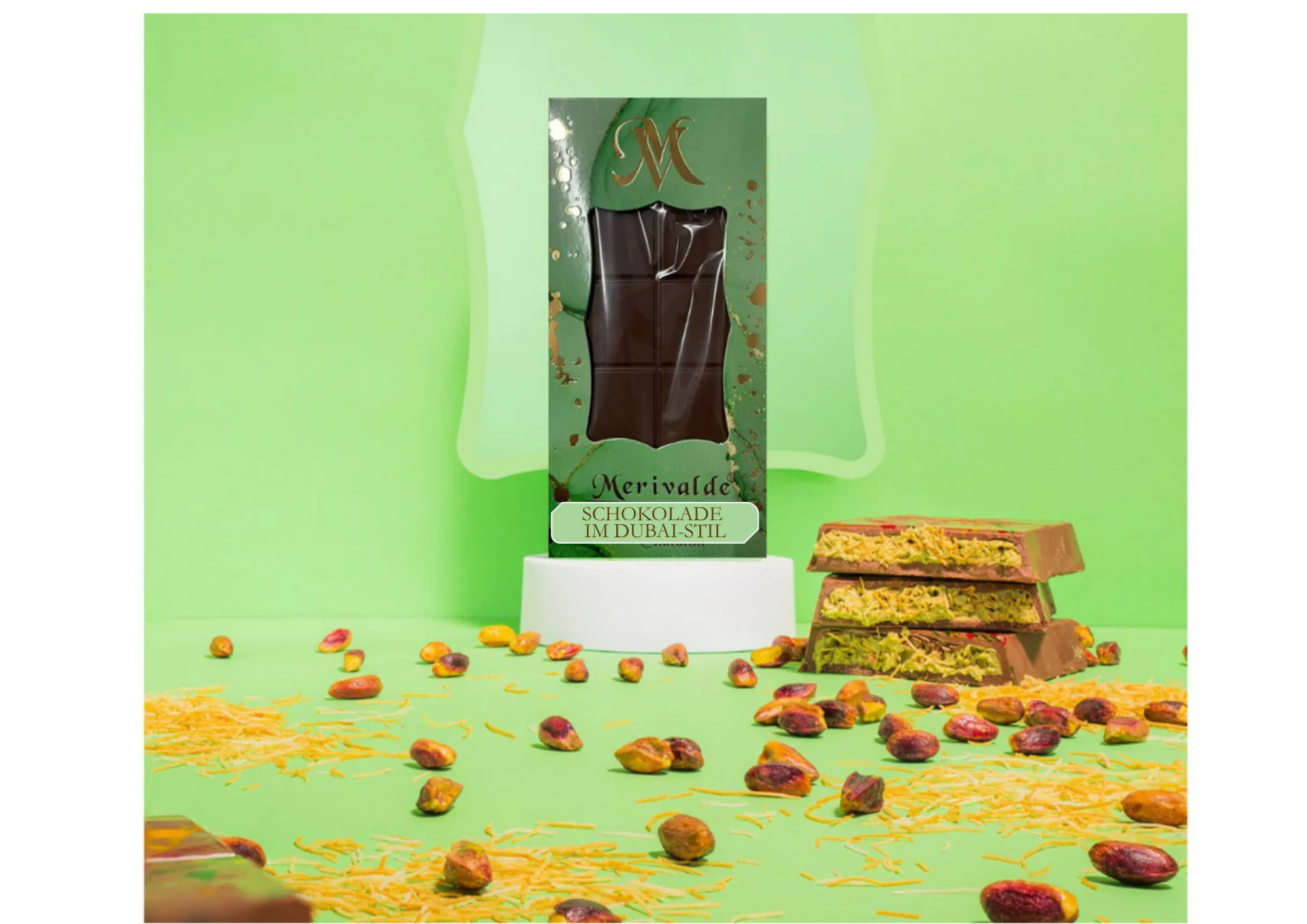 Schokolade mit Pistaziencreme & Kadayif – 80g 100g 200g – Orientalischer Genuss