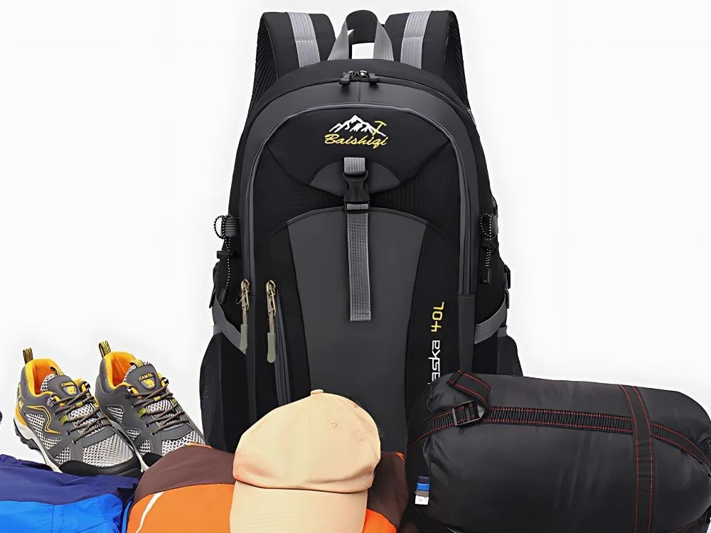 40L Wanderrucksack Trekkingrucksack Reiserucksack Schwarz Outdoor Camping Hüftgu