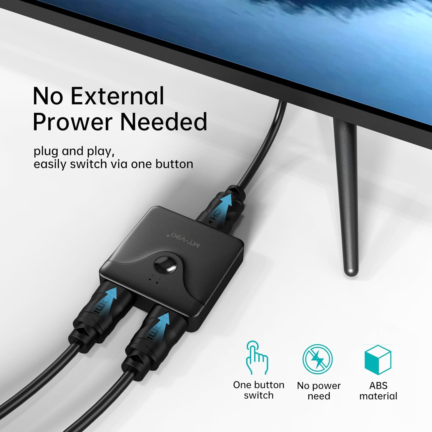 HDMI Switch HDMI Splitter, Aluminum Bidirectional HDMI Switch 2 in 1 Out 
