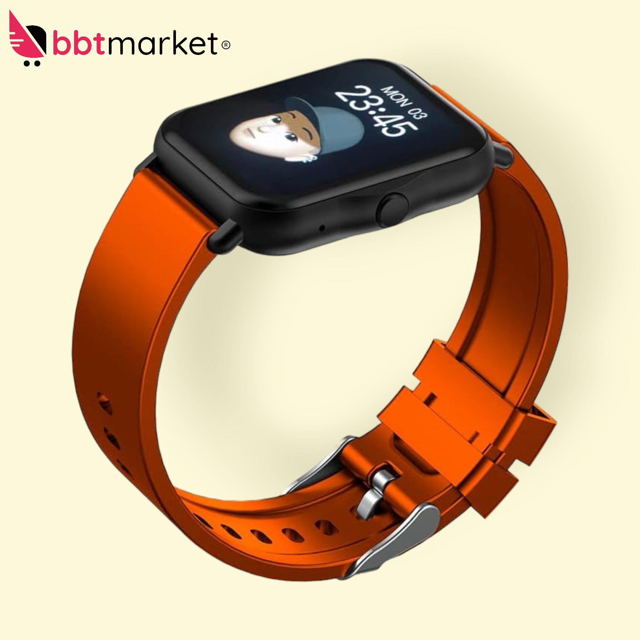 Smartwatch Armband Pulsuhr Fitness Tracker für Herren Damen Orange Bluetooth