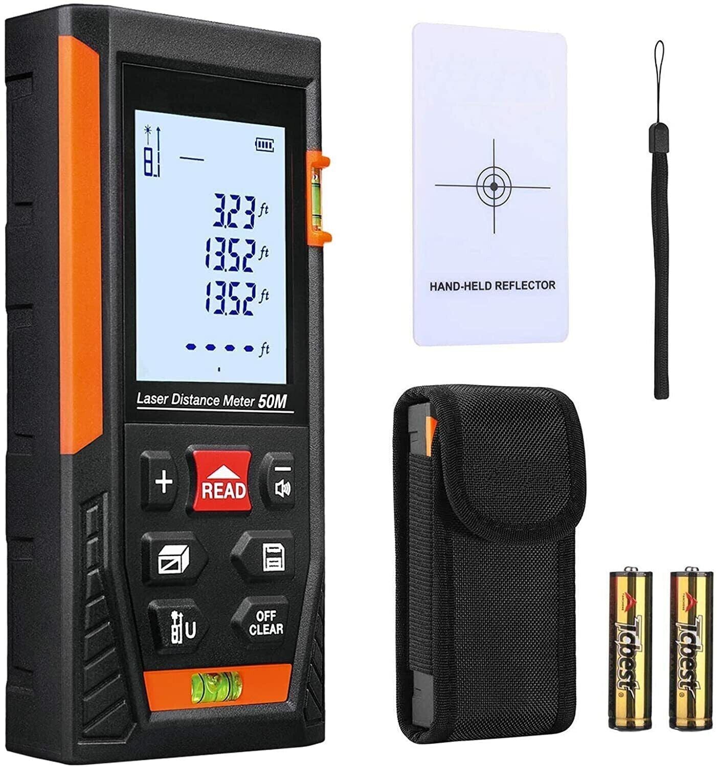 Tacklife Laser Rangefinder Distance Meter 50m LCD Display 0.05~50m/±1.5mm 