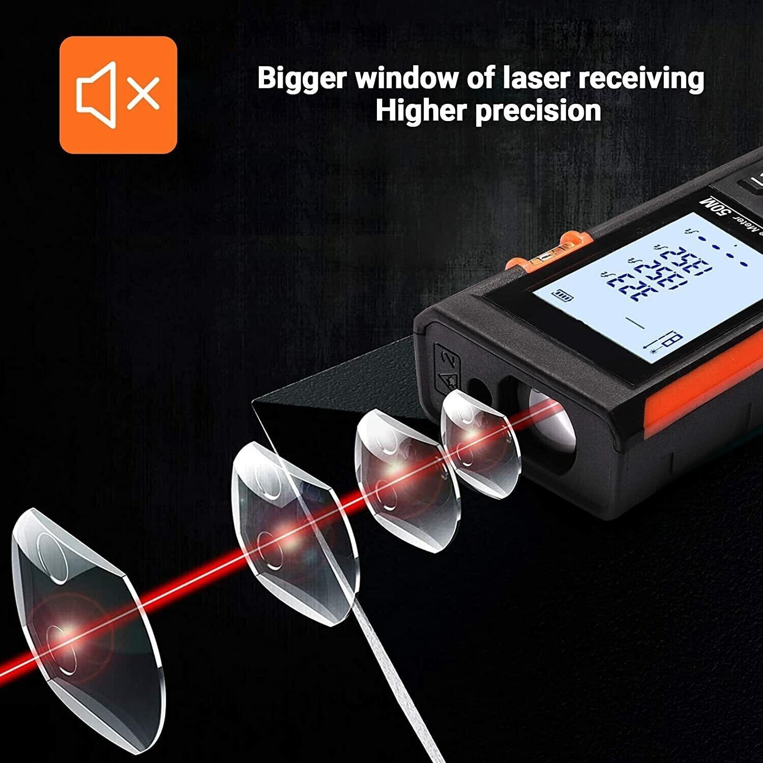 Tacklife Laser Rangefinder Distance Meter 50m LCD Display 0.05~50m/±1.5mm 