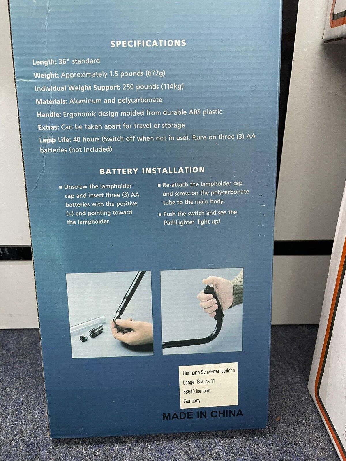 Walking stick with bright LED light Walking stick Aluminum walking aid at night