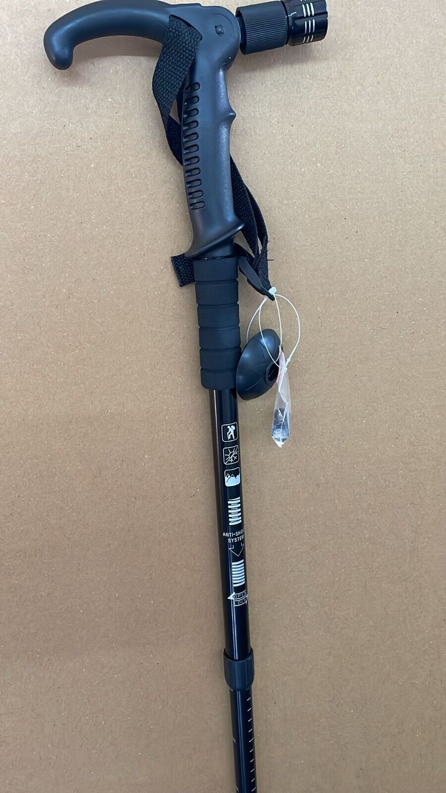 Walking stick with LED light Hiking stick Compass Height adjustable Anti-shock system