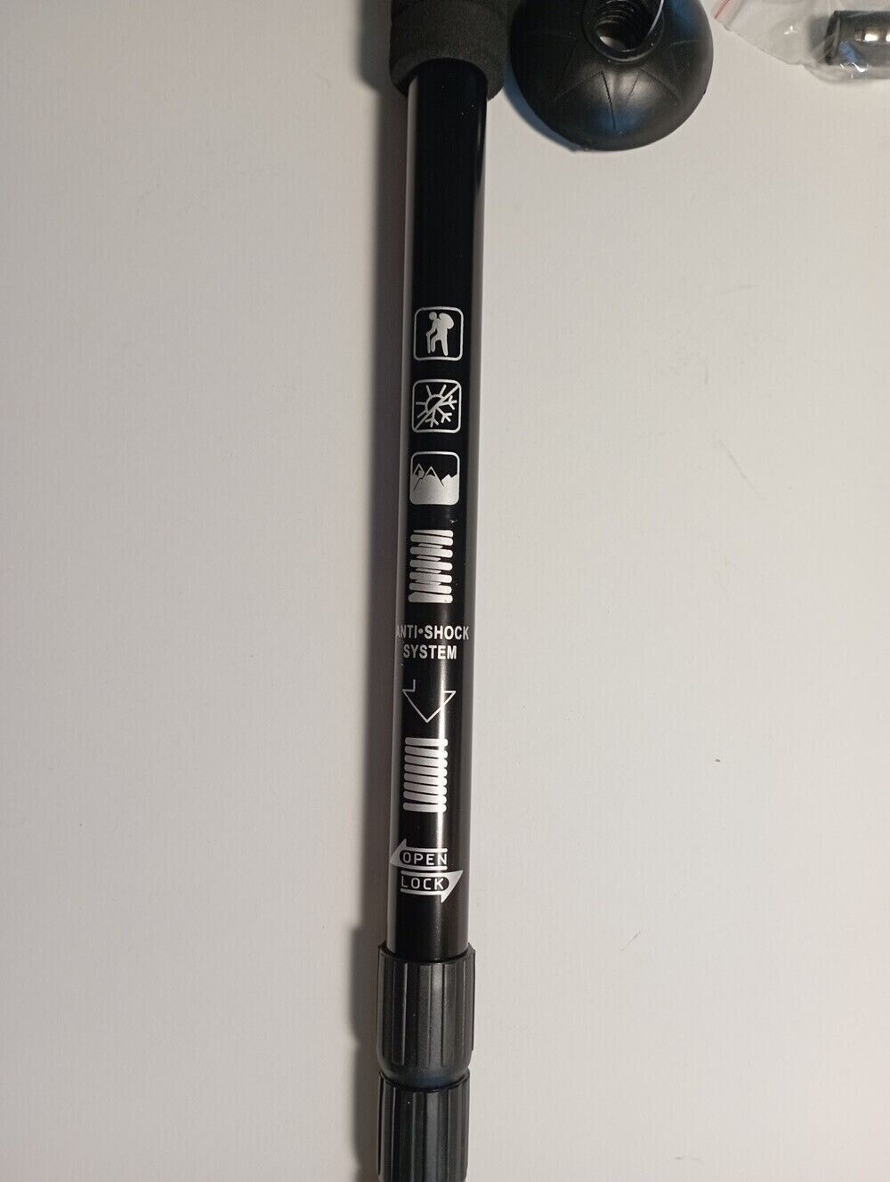 Walking stick with LED light Hiking stick Compass Height adjustable Anti-shock system