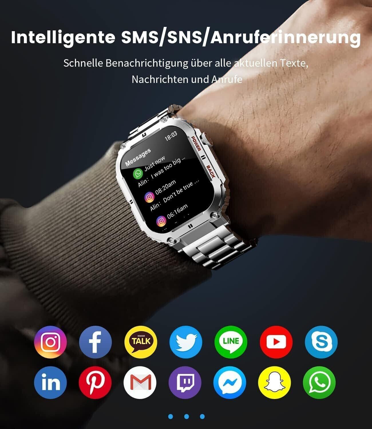 Men's Smartwatch with Phone Function, 1.96'' HD Touchscreen, 5ATM Waterproof