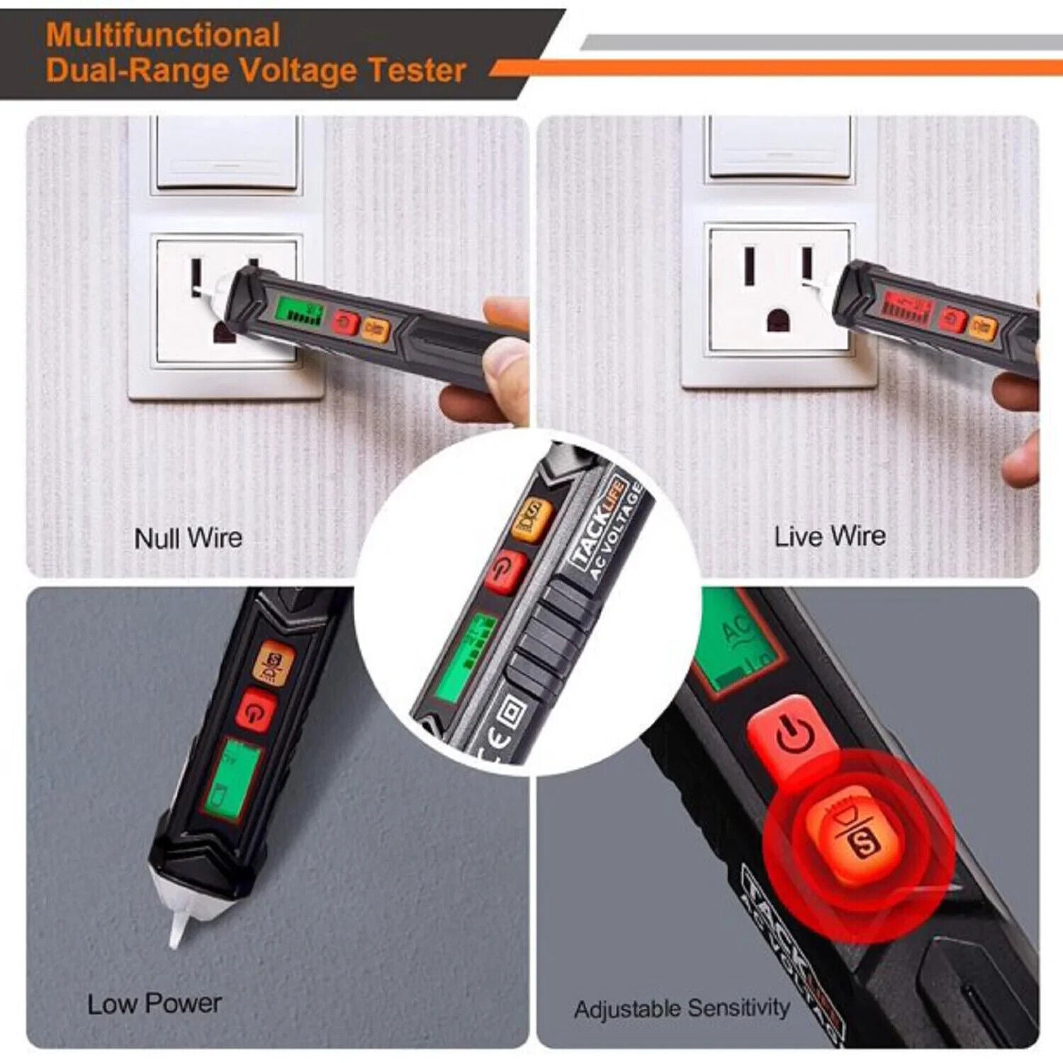 TACKLIFE VT02 Laser & Nivelliergeräte Berührungsloser Wechselspannungsprüfer