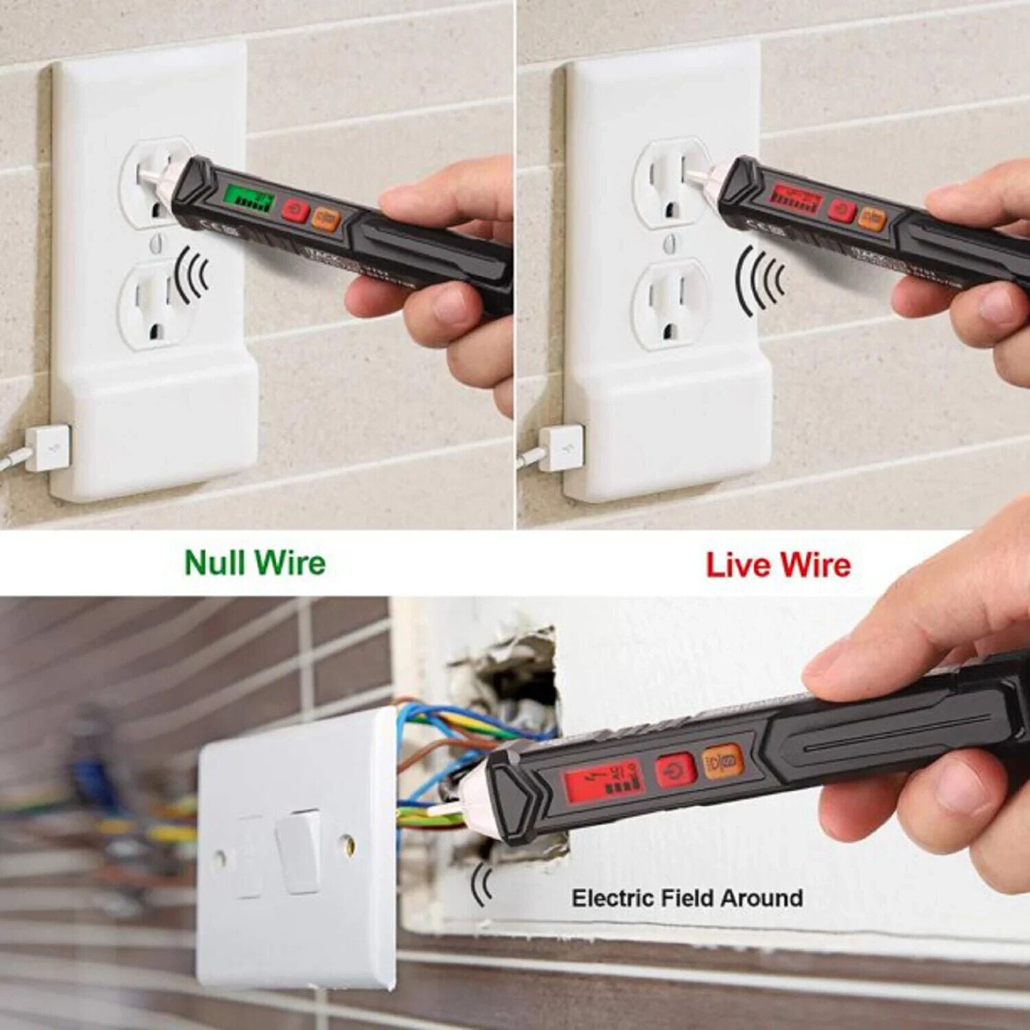 TACKLIFE VT02 Laser & Nivelliergeräte Berührungsloser Wechselspannungsprüfer
