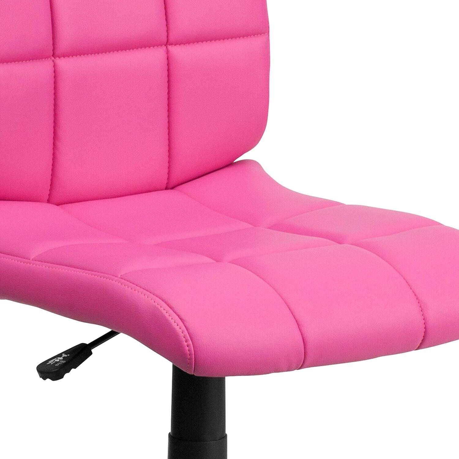 Pink Schreibtischstuhl ergonomisch – Drehbar & höhenverstellbar, Vinyl Bürostuhl 113kg