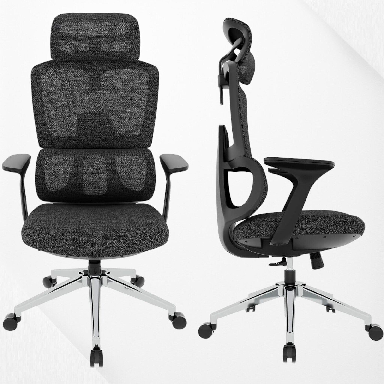 Ergonomischer Bürostuhl mit 3D Armlehnen – Chefsessel bis 136kg, Netz- & Polstersitz wählbar